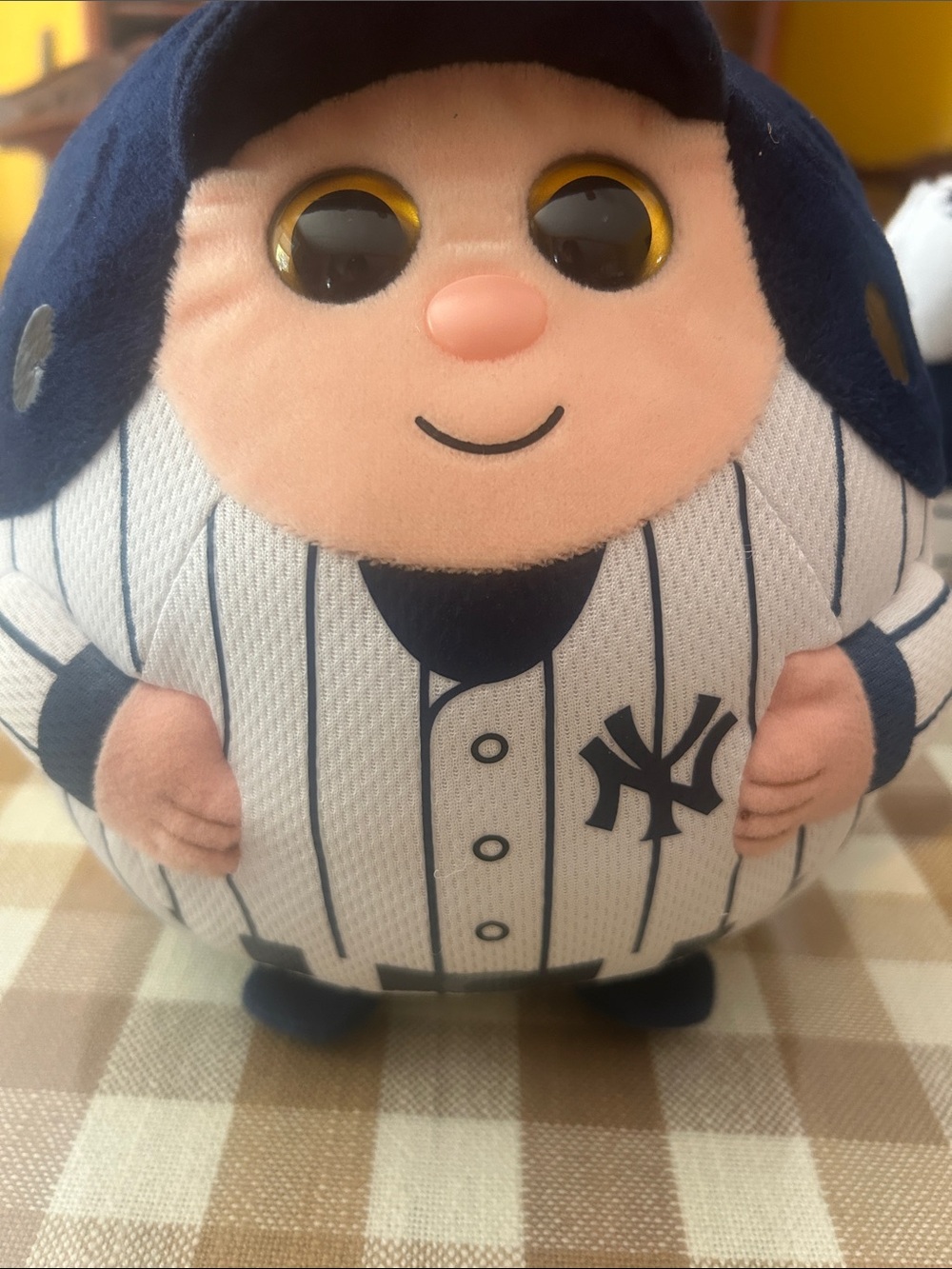 Ty Plush Yankee Baseball Player - Navy, White & Peach